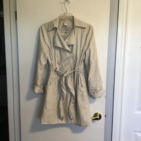 Nicole Benisti Signature Collection Tan Belted Trench Coat Jacket - Picture 1 of 13